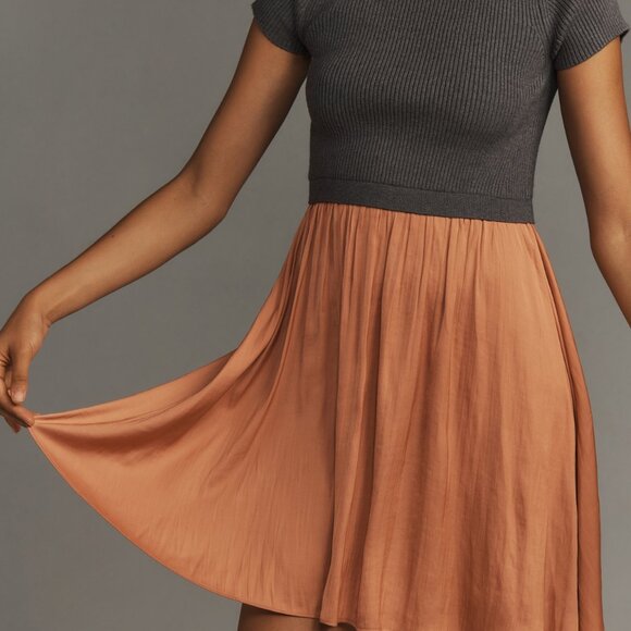 NWT Anthropologie Short-Sleeve Mock-Neck Thea Twofer Dress, Size 1X - Picture 2 of 7